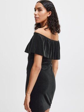 NEW B.Young Black Velvet Off Shoulder Lavish Dress | Medium